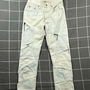 Big E Levi's Premium 501 Original Pieced Denim Cut Out Cropped Jeans